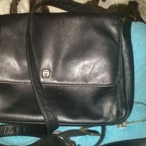 Etienne Aigner real leather black purse
